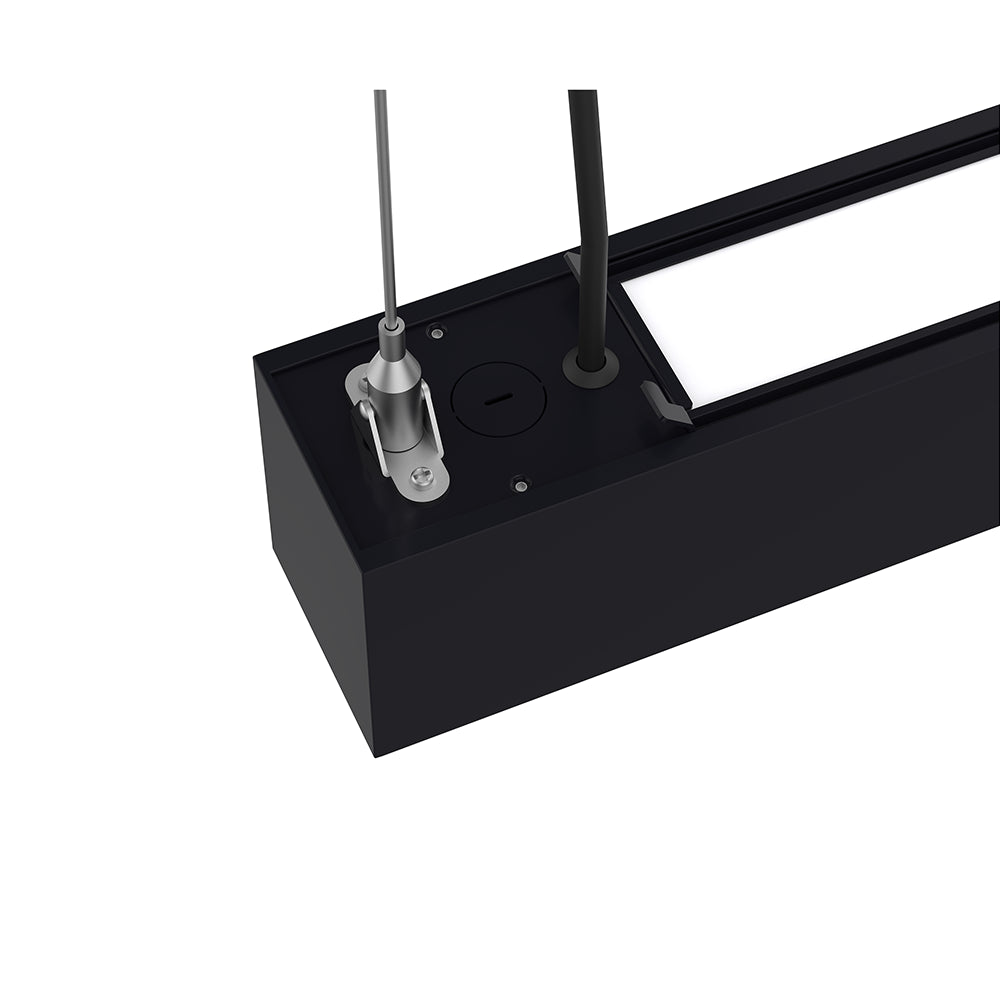 50W LED Linear Strip Light 4FT – Modern black finish, energy-efficient, perfect for retail stores, warehouses, and garages.