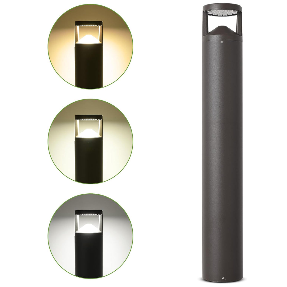 LED Bollard Light 42 Inch 24W 3CCT Selectable Outdoor Pathway Landscape Lighting for Commercial Use