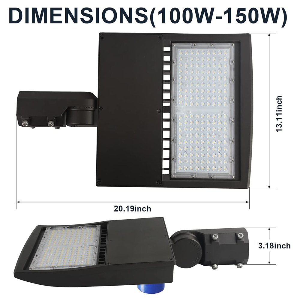 LFD Lighting 100W LED Shoebox Light AM Dimensions