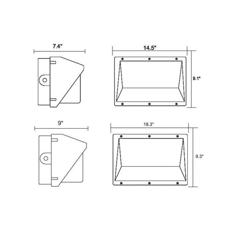 LFD Lighting 100W LED Wall Pack-Universal Photocell  Dimension