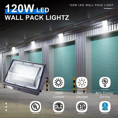 LFD Lighting 120W LED Wall Pack-Universal Photocell  For Garden