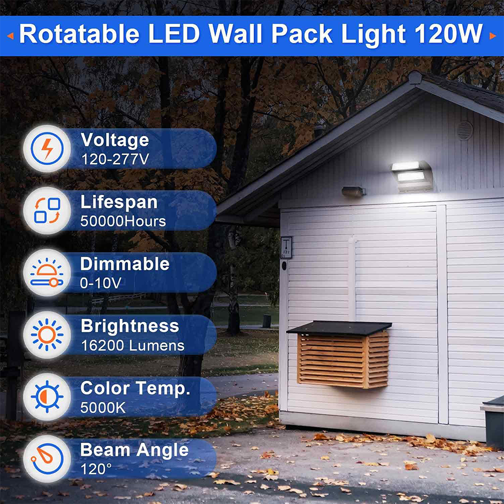 LFD Lighting 120W Rotatable Led Wall Pack Light For Street