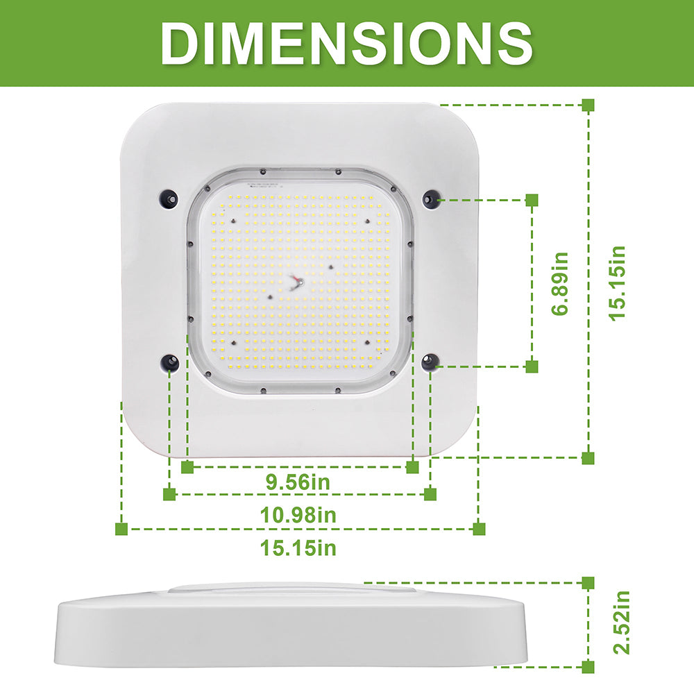LFD Lighting 150W LED Square Canopy Light Dimension