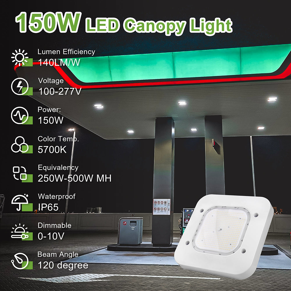 LFD Lighting 150W LED Square Canopy Light For Gas Station