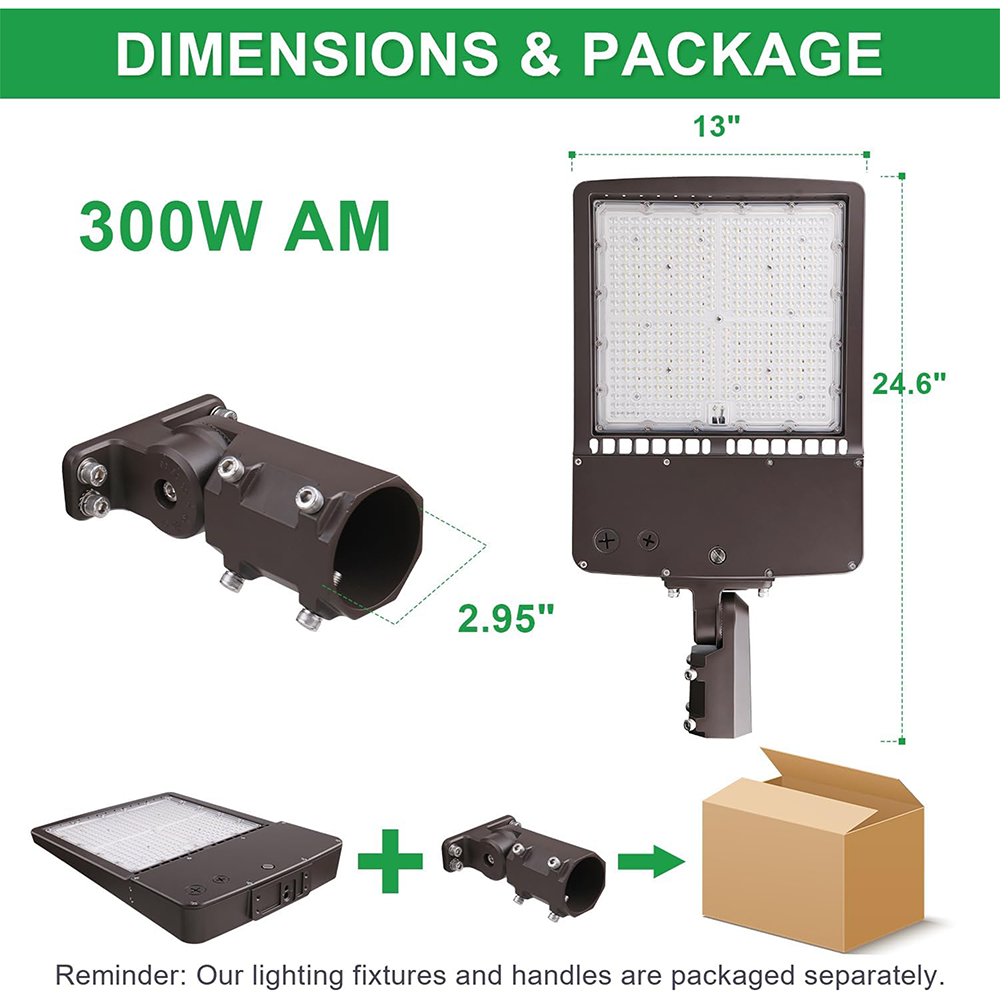 LFD Lighting 300W LED Parking Lot Light AM Dimension