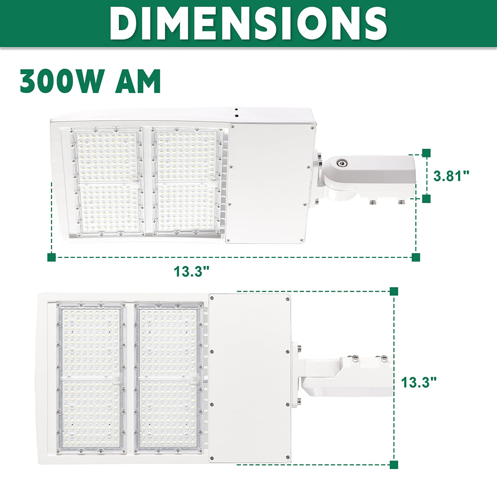 LFD Lighting 300W White LED Parking Lot Light AM Dimension