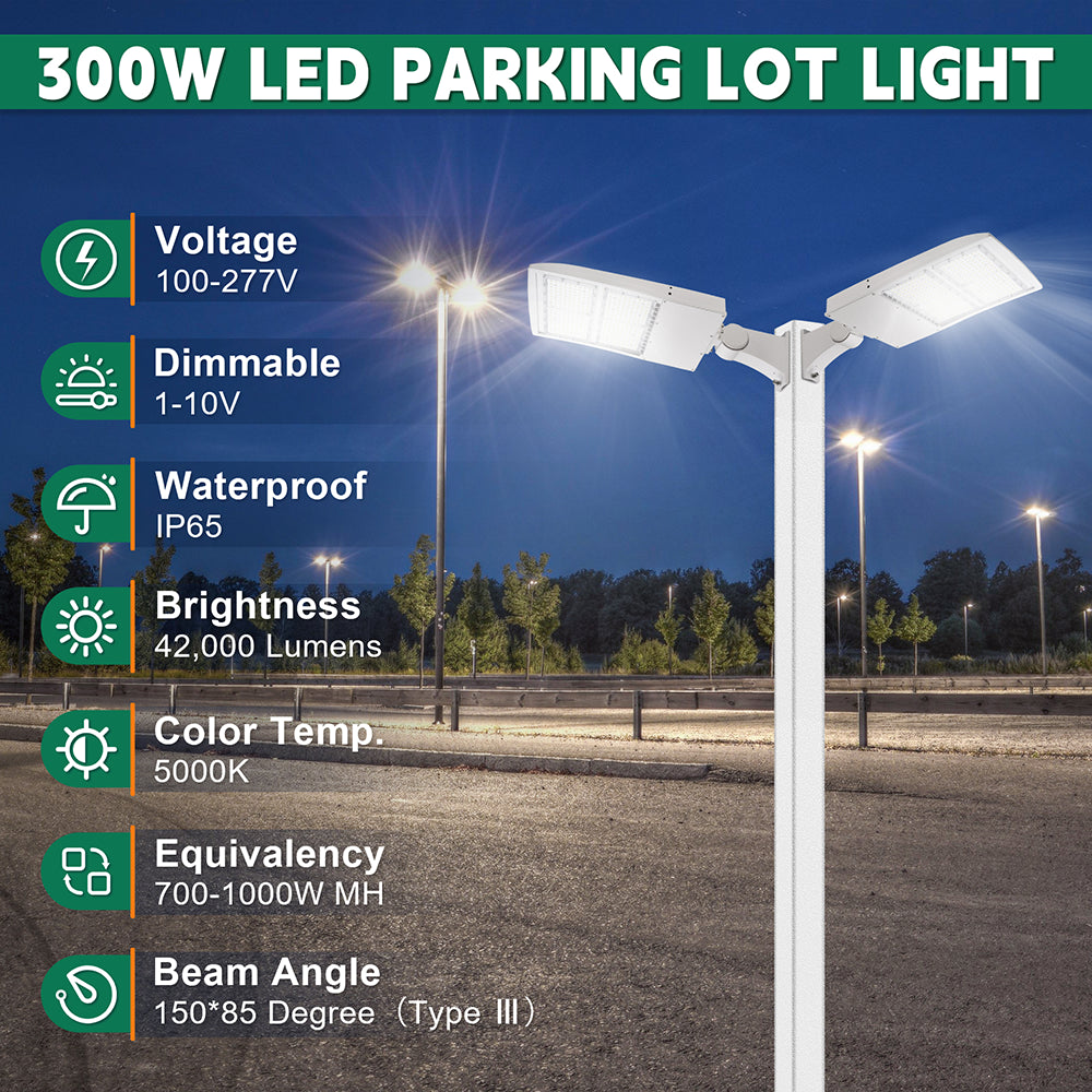 LFD Lighting 300W White LED Parking Lot Light For Sideway