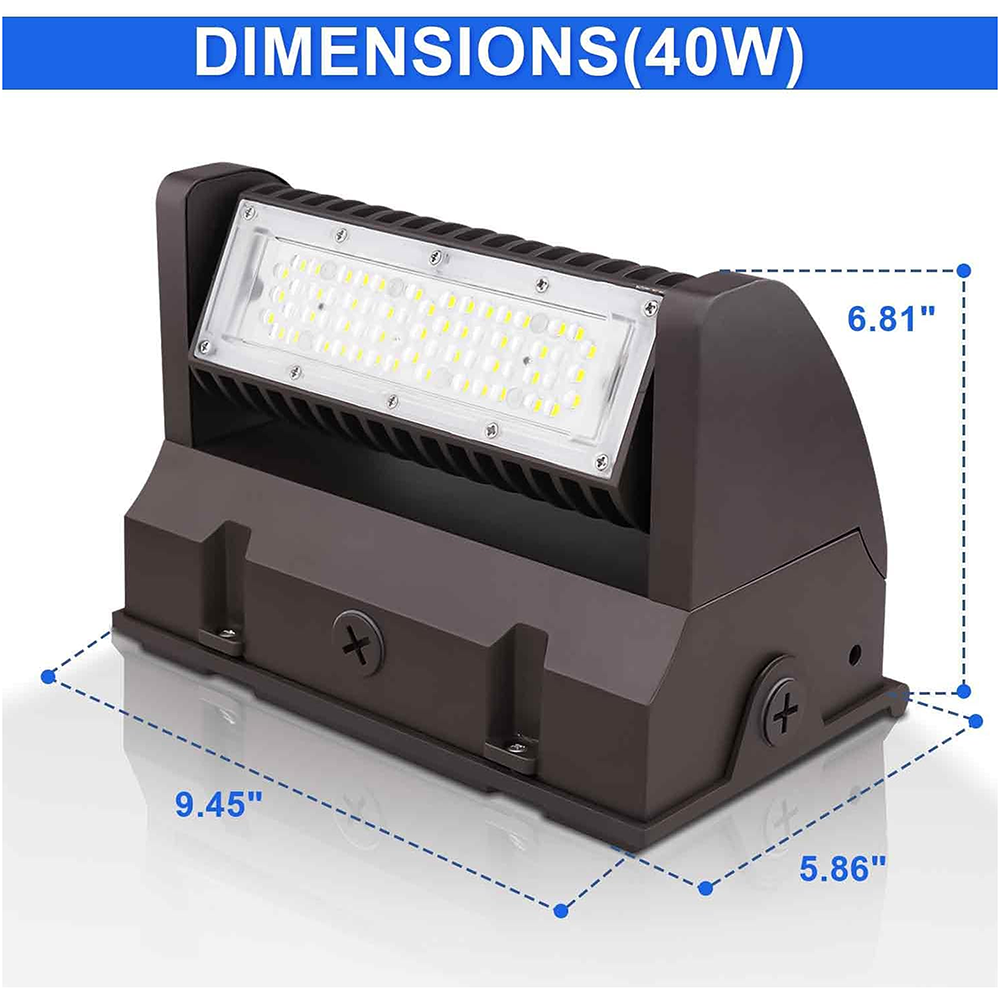 LFD Lighting 40W LED Rotatable Wall Pack Light Dimension