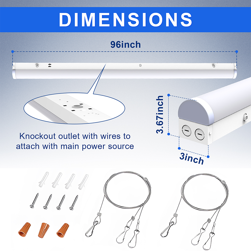 LFD Lighting 4 Pack-8ft Linear Strip Light For Factory Light