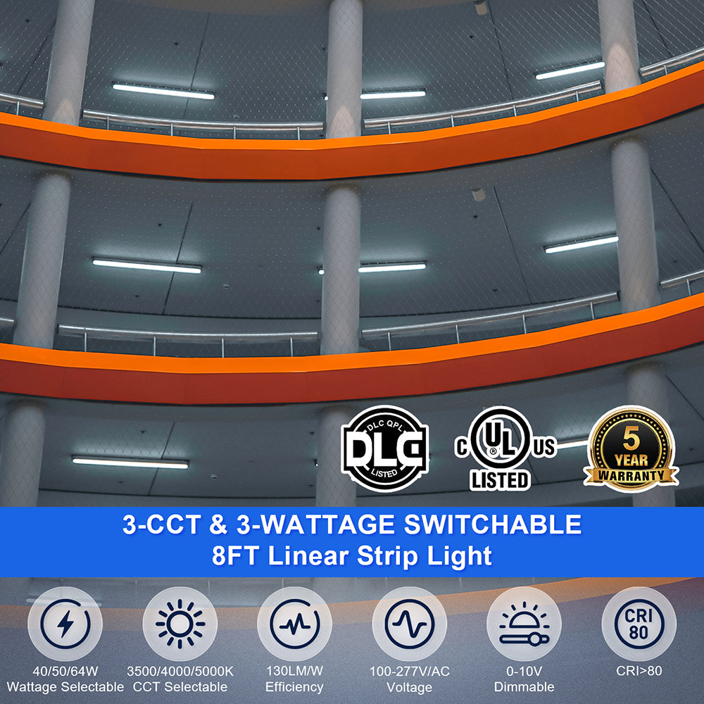 LFD Lighting 4 Pack-8ft Linear Strip Light For Warehouse Light