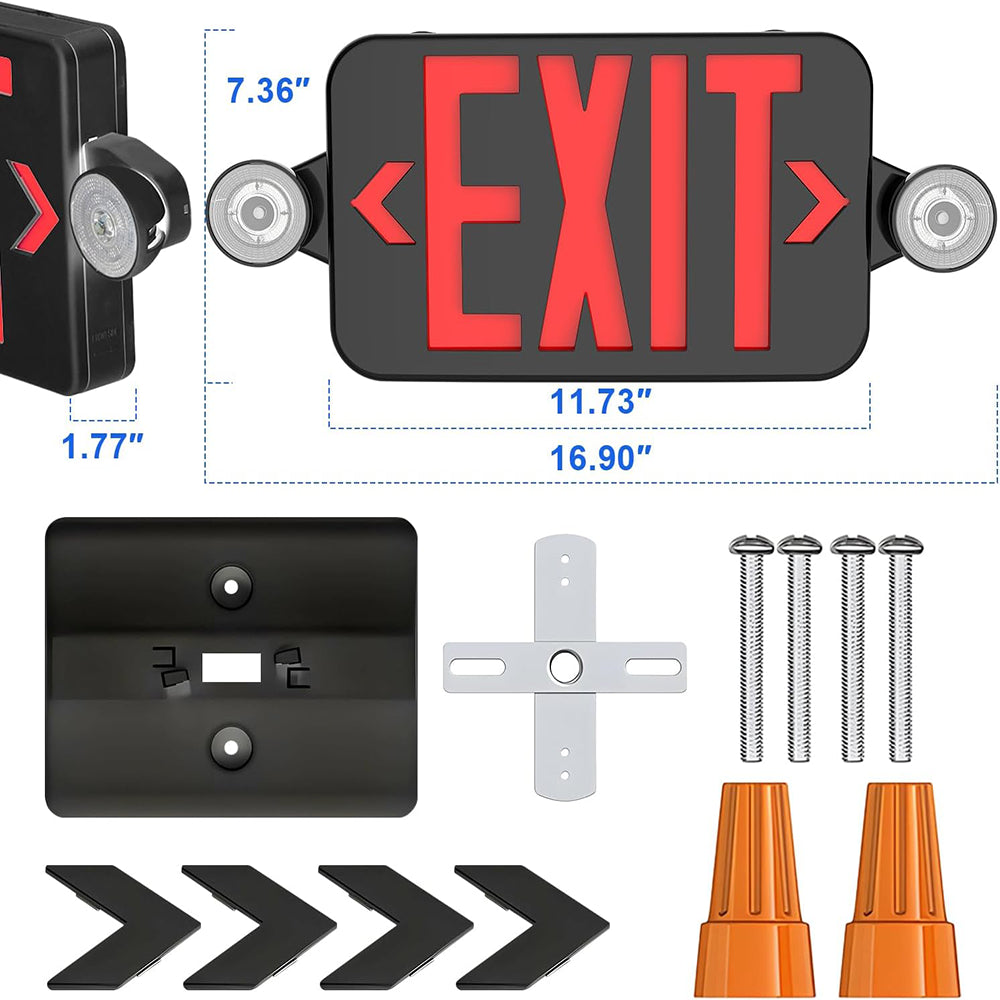 LFD Lighting Black Combo Emergency Exit Sign Light Dimensions