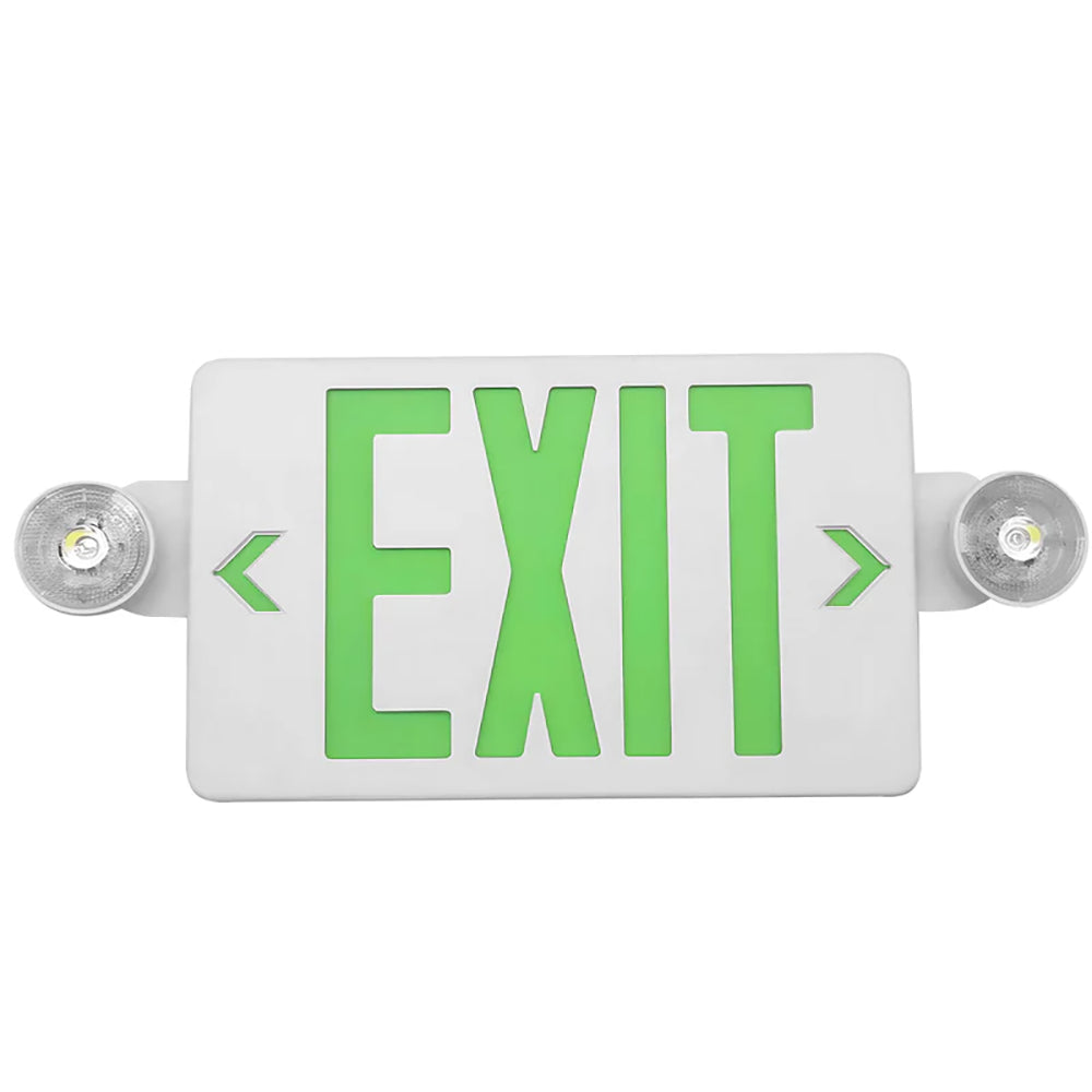 LFD Lighting Green Combo LED Emergency Exit Sign-Battery Backup-Adjustable Light Heads For Hospital