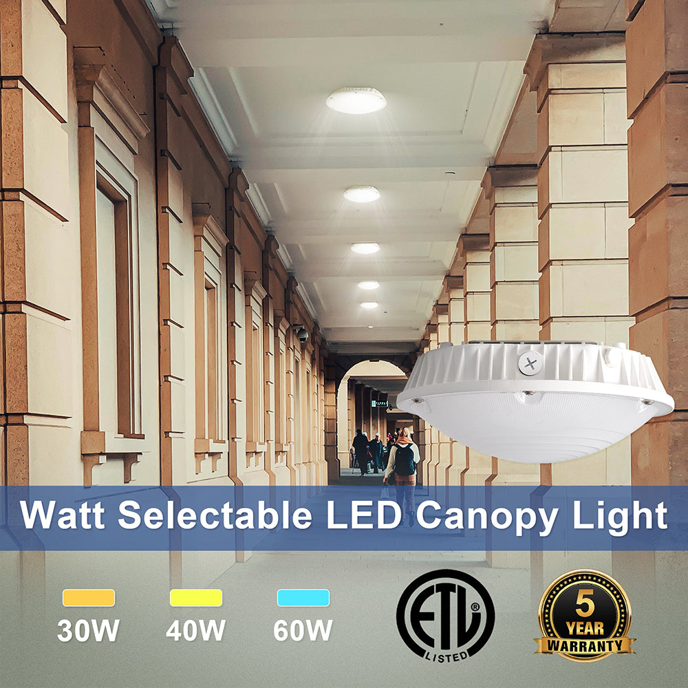 LFD Lighting LED Round Canopy Light 3 Wattages Selectable For Walkway
