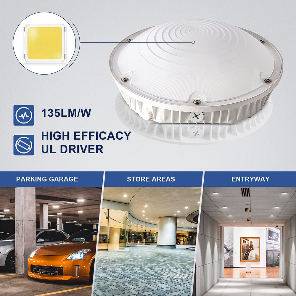 LFD Lighting LED Round Canopy Light 3 Wattages Selectable For Enterway