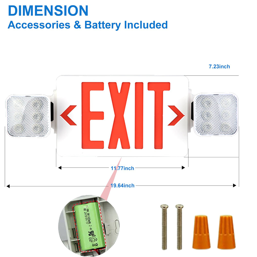 LFD Lighting Red LED Exit Sign Dimension