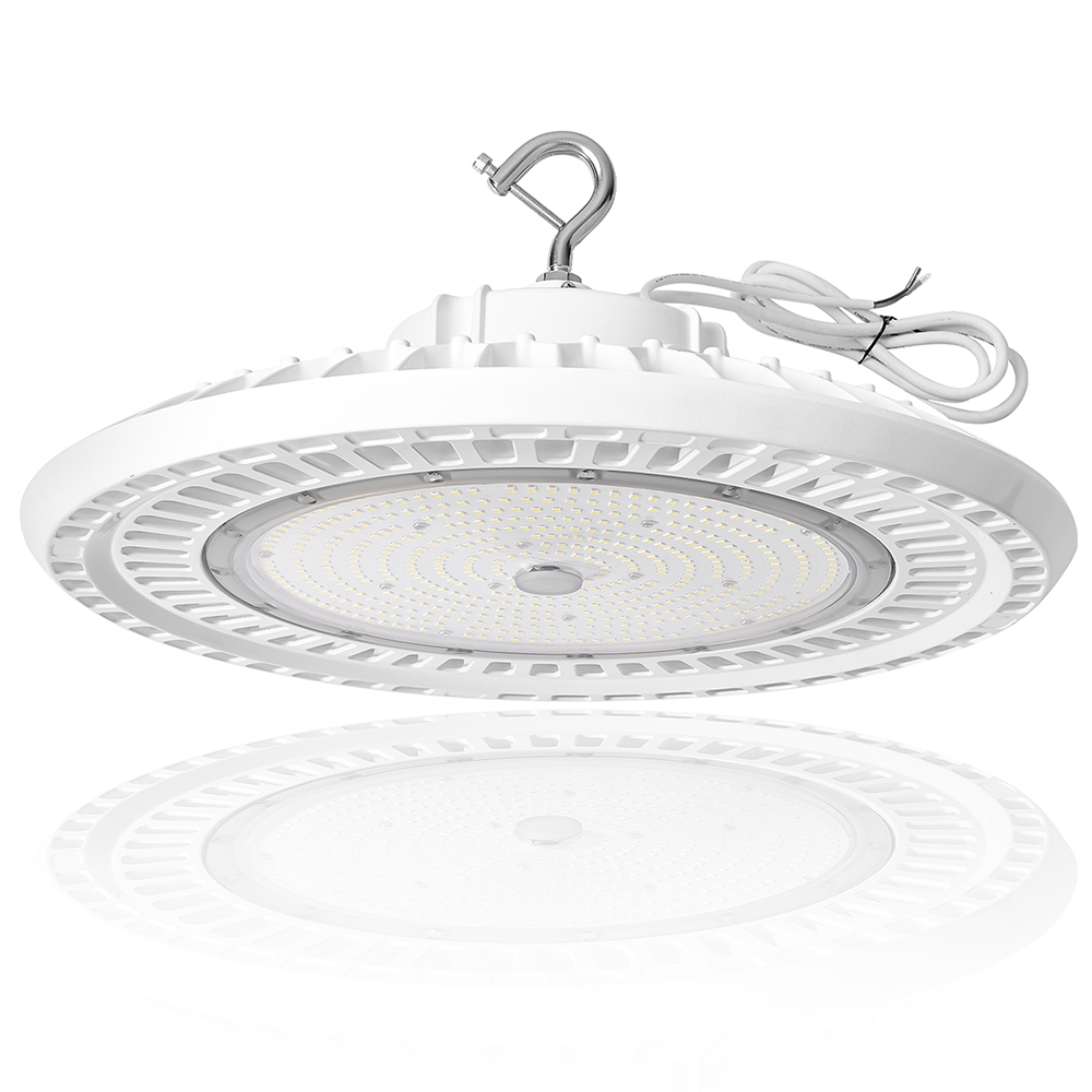 Adjustable Wattage & High Lumen Output – LFD Lighting's White UFO High Bay Light offers 180W, 200W, and 240W wattage selectable options, delivering powerful and energy-efficient illumination for warehouses, factories, and gymnasiums.
