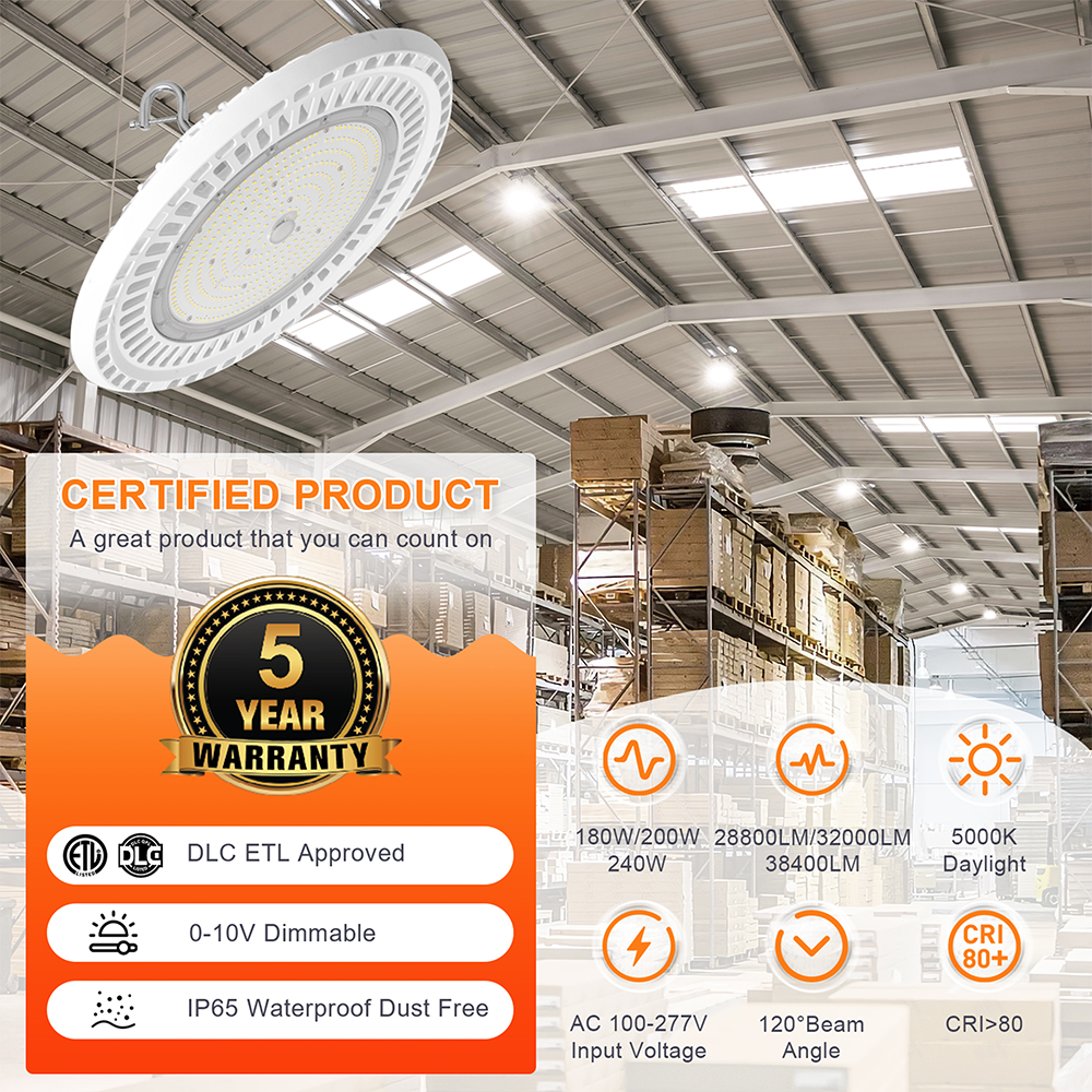 LFD Lighting White UFO High Bay Light for Warehouses/Supermarket