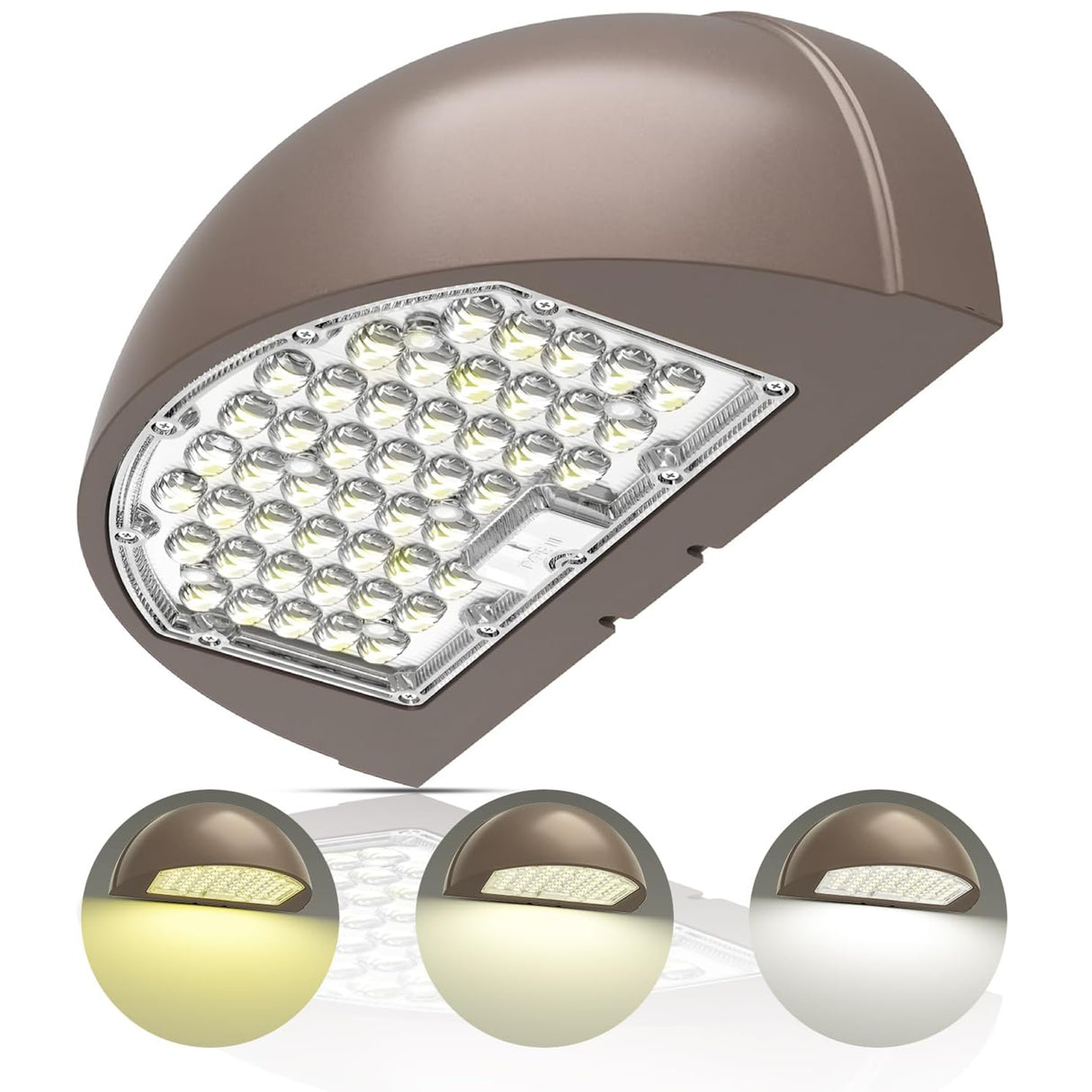 LFD Half Moon Full Cut-Off LED Wall Pack Light 80W, 3CCT selectable, 5000K outdoor fixture.