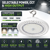 White UFO LED High Bay Light 170W/150W/100W Selectable | 4000K/5000K/5700K