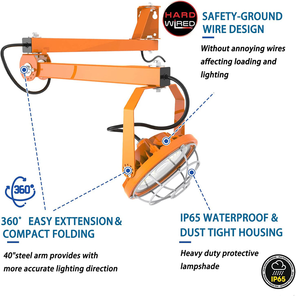30W Led Loading Dock Light With Folding Arm For Workstation