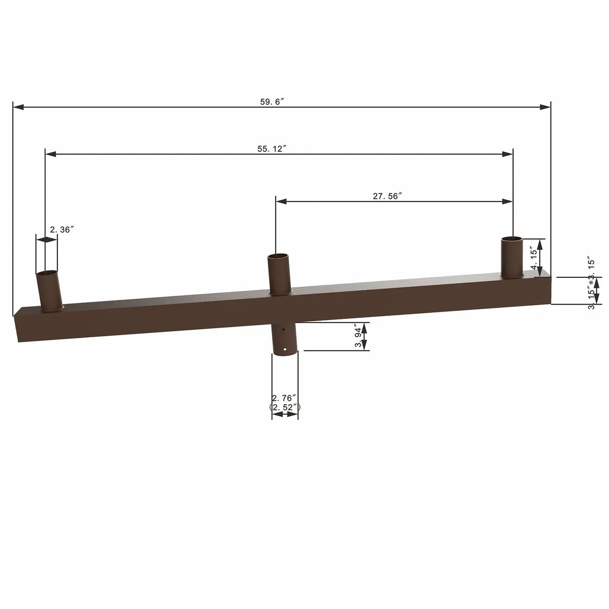 Low Profile Bullhorn Bracket Inline Vertical Tenons For 3 Area Lights TANLITE