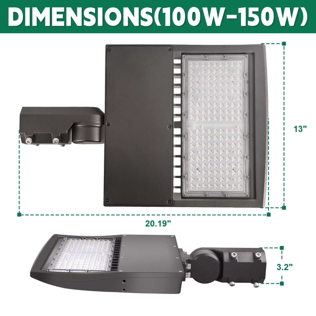 LFD Lighting 100W LED Pole Light-14000 Lumens-AC 100~277V-CCT 5000K-250W MH Equivalent-UL+DLC 5.1