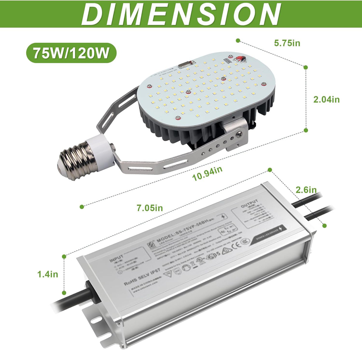 120W LED Retrofit Kit – 16,200 Lumens – High Bay, Shoebox, Parking Lot, Street & Wall Pack LED Upgrade – ETL & DLC Listed – AC 100–277V