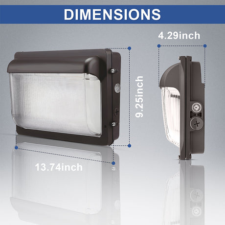 80/100/120W Wattage Selectable-LED Wall Pack Dimensions
