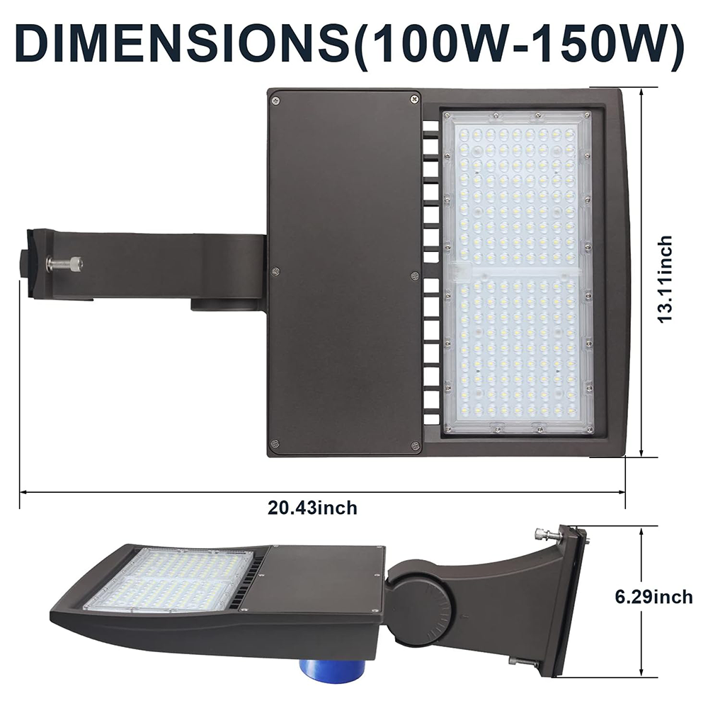 LFD Lighting 100W LED Shoebox Light DM Dimensions