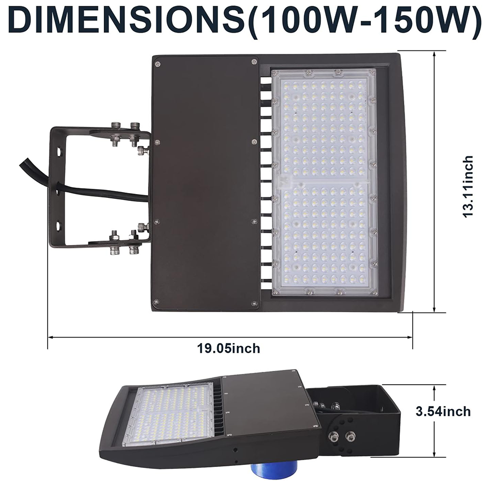 LFD Lighting 100W LED Shoebox Light YM Dimensions