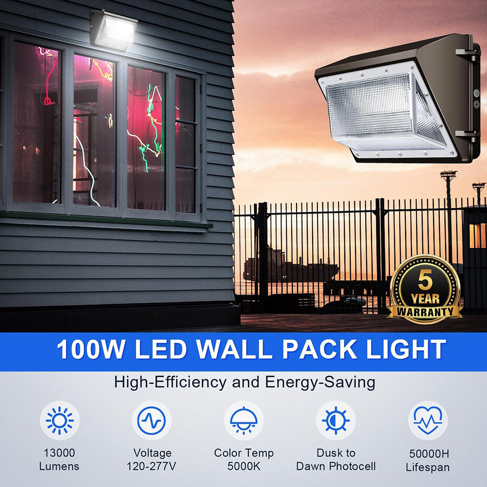 LFD Lighting 100W LED Wall Pack-Universal Photocell   For Park