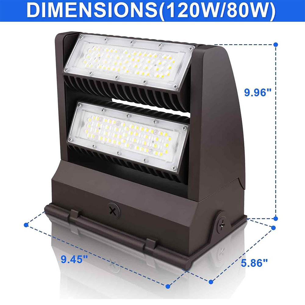 LFD Lighting 120W Rotatable Led Wall Pack Light Dimension