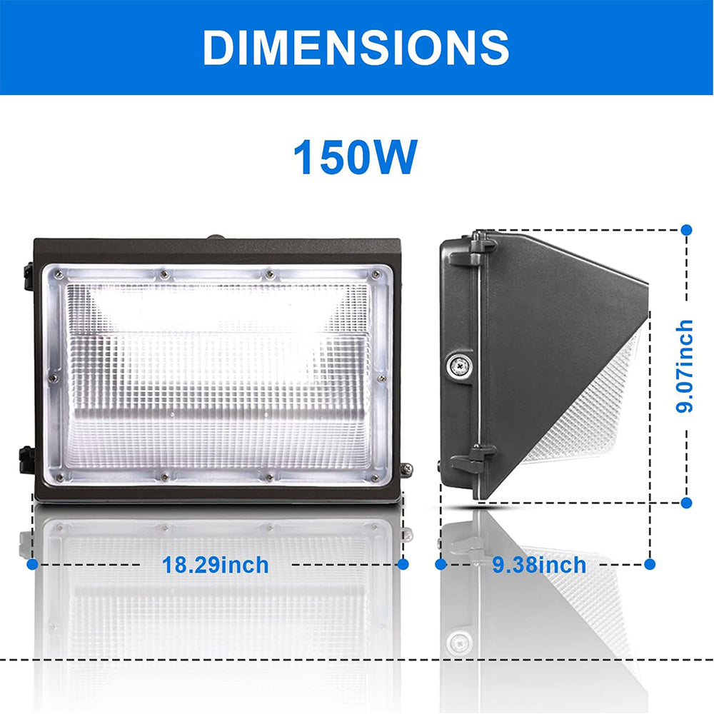 LFD Lighting 150W LED Wall Pack  With Compatible Photocell For Parking Lot 