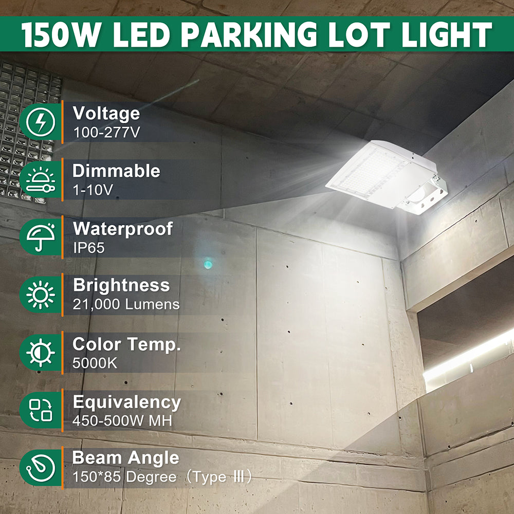LFD Lighting 150W White Housing LED Parking Lot Light  For Parking Lot