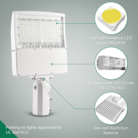 LFD Lighting 150W White Housing LED Parking Lot Light  For Tennis Court