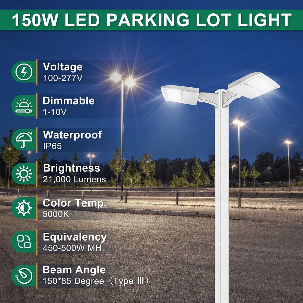 LFD Lighting 150W White Housing LED Parking Lot Light  For Stadium