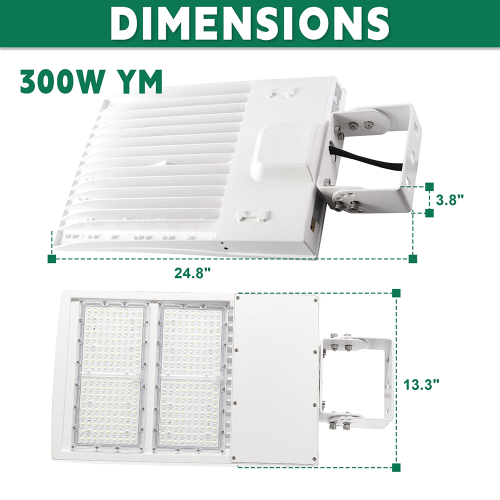 LFD Lighting 300W White LED Parking Lot Light  YM Dimension