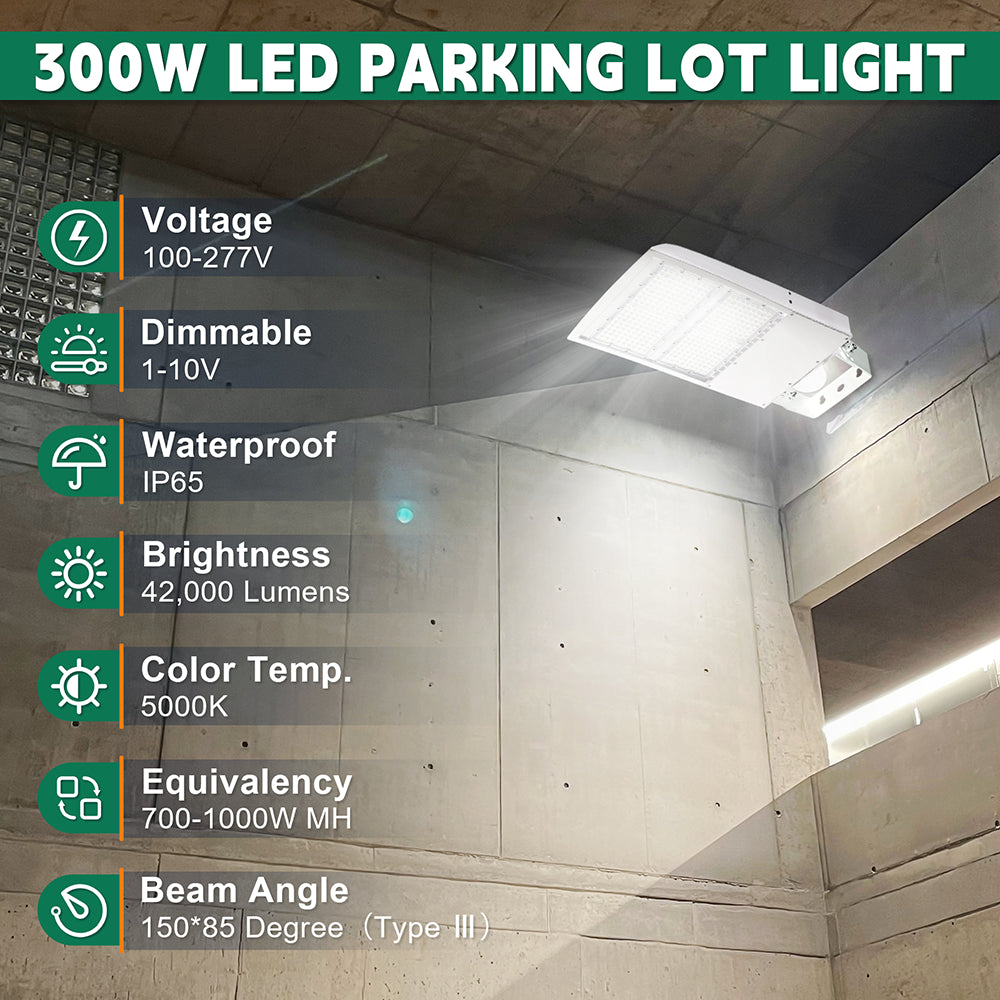 LFD Lighting 300W White LED Parking Lot Light  