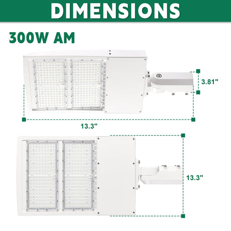 LFD Lighting 300W White LED Parking Lot Light  AM Dimension