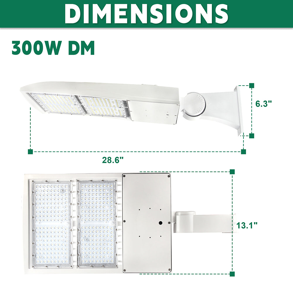 LFD Lighting 300W White LED Parking Lot Light  DM Dimension