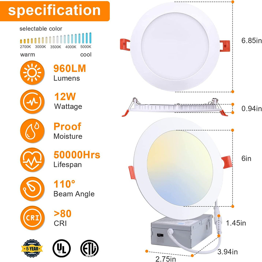 LFD Lighting 30 Pack-6 inch Ultra-Thin LED Recessed Downlight For Bedroom