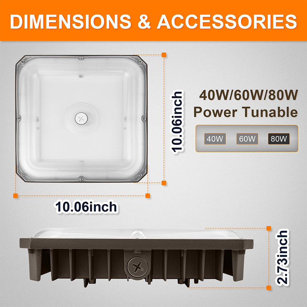 LFD Lighting 3 Wattage Selectable Canopy  Dimensions