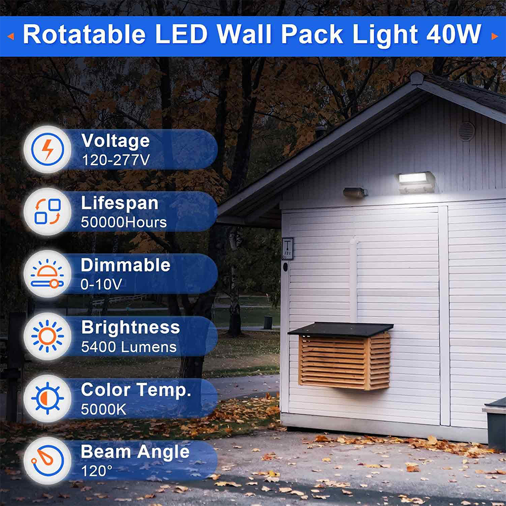 LFD Lighting 40W LED Rotatable Wall Pack Light 