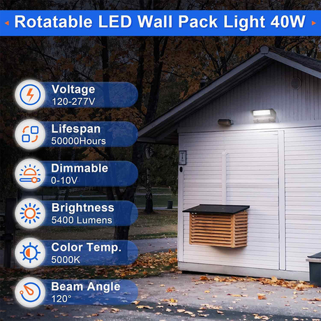 LFD Lighting 40W LED Rotatable Wall Pack Light 