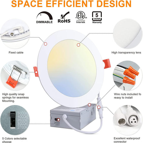 LFD Lighting 40 Pack 4inch 9W LED Recessed Light For Kitchen