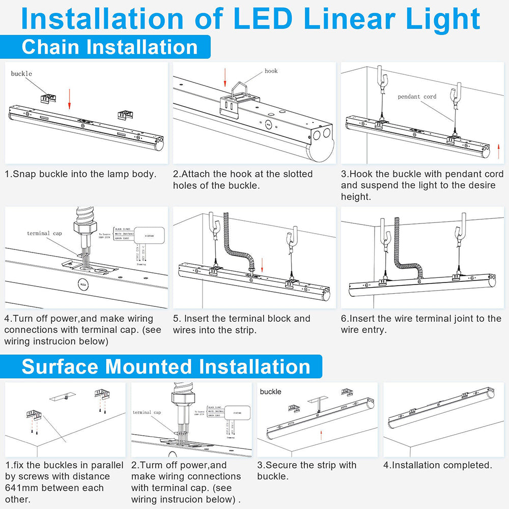 LFD Lighting 4 Pack-4ft Linkable LED Linear Strip Light For Workshop