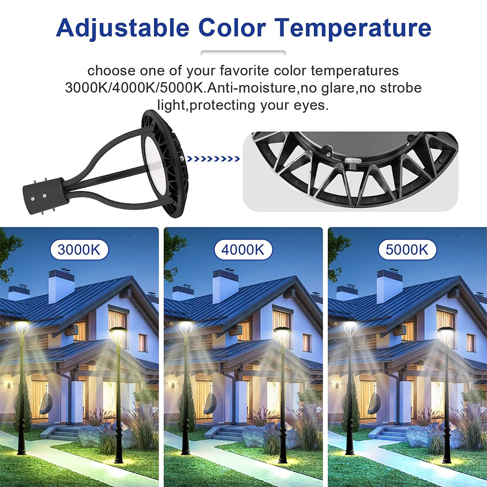 LFD Lighting 80W/100W/120W/150W Wattage Selectable LED Post Top Light  For Garden