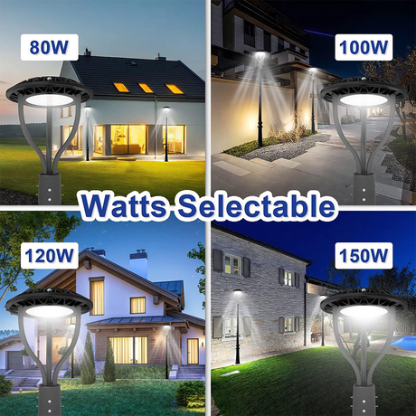 LFD Lighting 80W/100W/120W/150W Wattage Selectable LED Post Top Light  For Garden