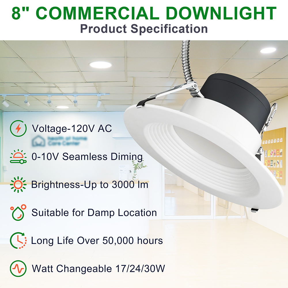 LFD Lighting 8 inch 17/24/30W Commercial Recessed Downlight  For Restaurant Lighting