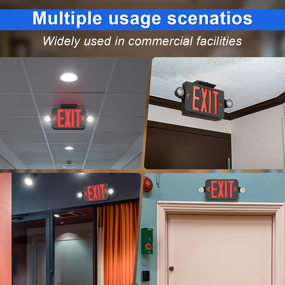 LFD Lighting Black Combo Emergency Exit Sign Light For Underground Parking